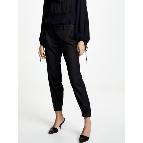 NEW! Nili Lotan 2 Bertina Slouchy VIRGIN WOOL Pants Pleats High Rise Button Hem - Picture 5 of 14